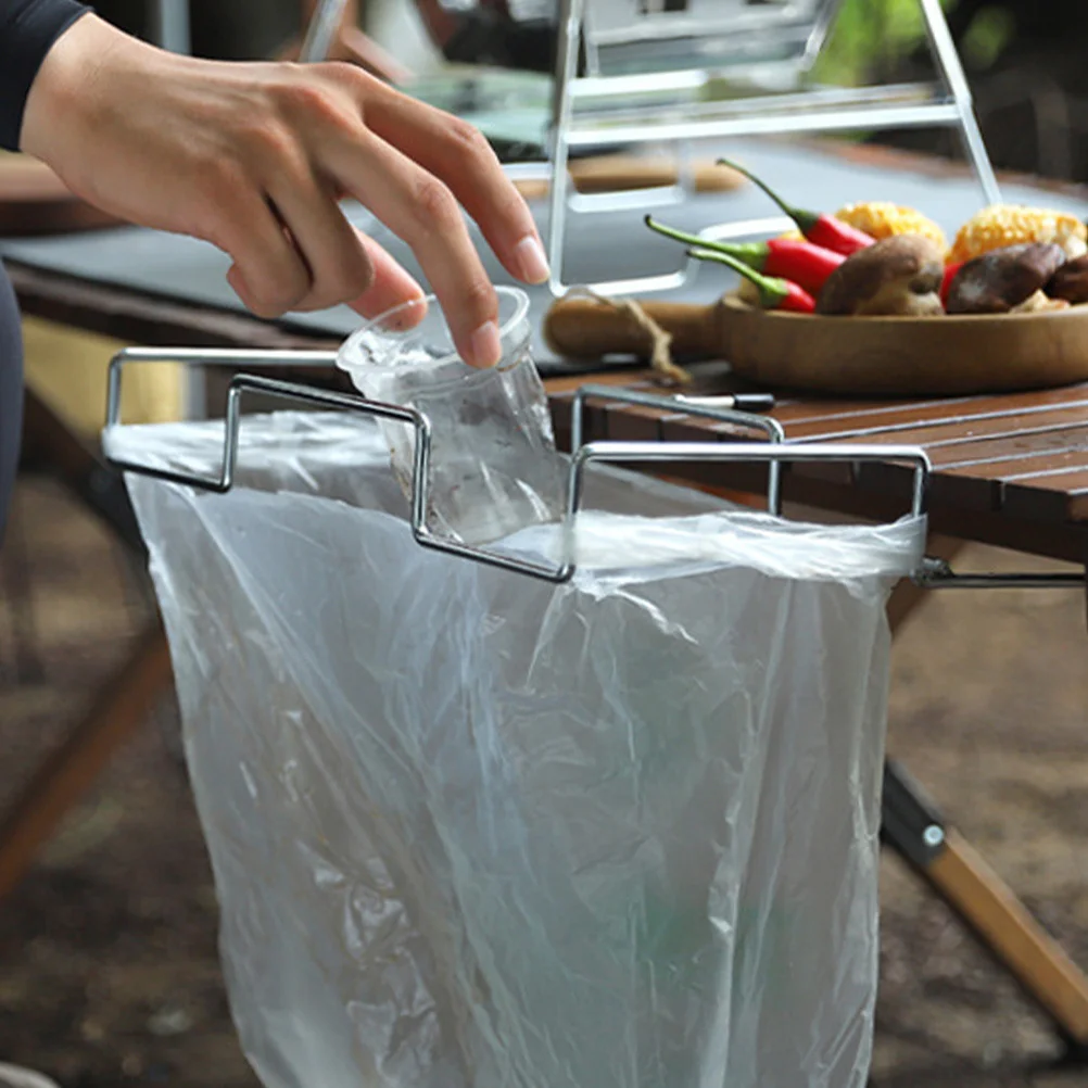 

Foldable Trash Bag Holder Stainless Steel Camping Garbage Bag Rack Storage Stand for Tote Bags Room Dormitory