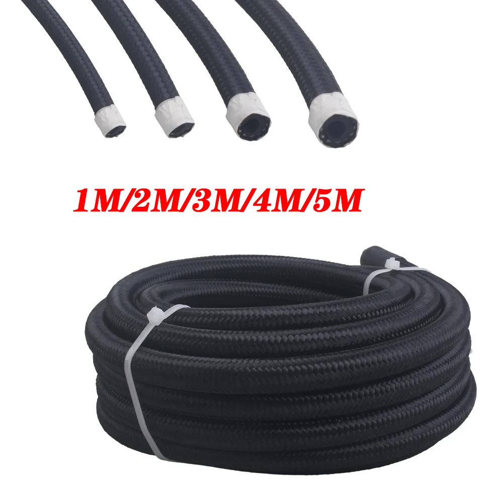 

1M/2M/3M/4M/5M/6M AN12 Fuel Hose Oil Gas Cooler Hose Line Pipe Tube Nylon Stainless Steel Braided Inside CPE Rubber