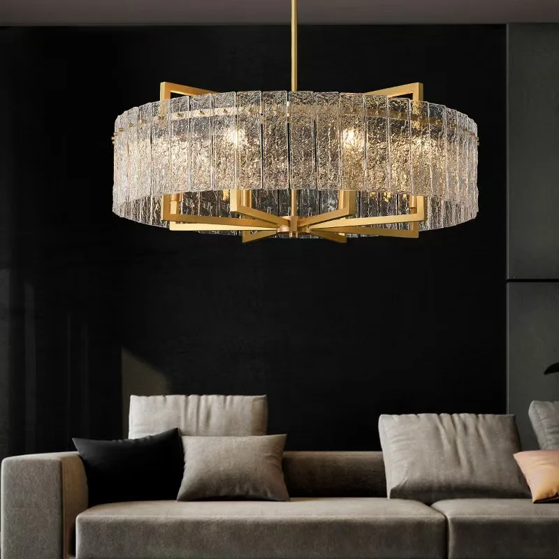 American Luxury Water Ripple Glass Restaurant Chandelier Post-modern Creative Design Living Room Home