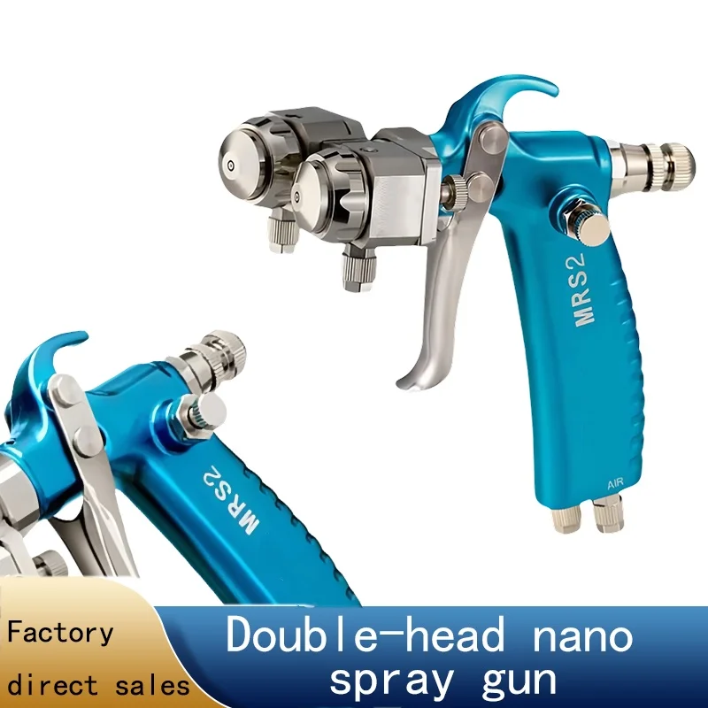 Double-head nano spray gun, dual-color dual-component ratio color-spreading spray gun for craft painting