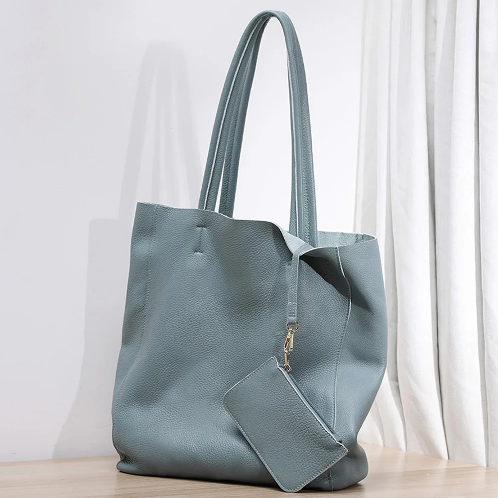 

2025 Layer Cowhide Large Capacity Women's Tote Bag Leather Soft Leather Shoulder Designer Luxury Bag