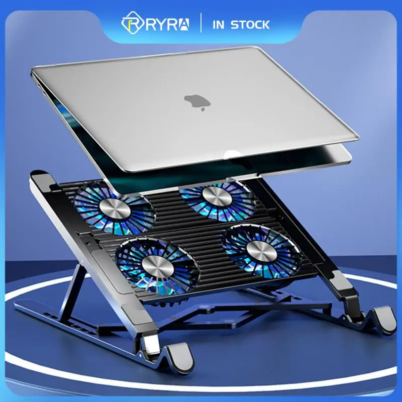 RYRA Silent Adjustable Laptop Cooler Stand Foldable Laptop Cooling Support Notebook Stand For Laptop With 2/4 Cooling Fans 