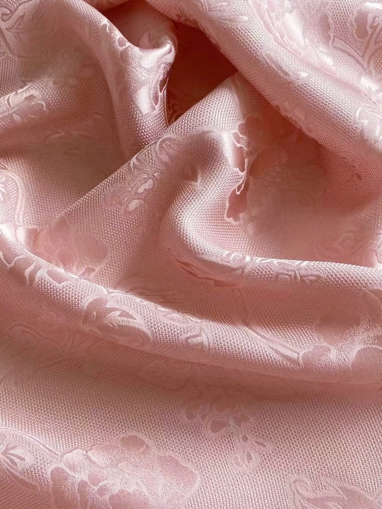 High Quality Jacquard Real Silk Fabric Hollow-out Peony Chinese Style Closing Cloth