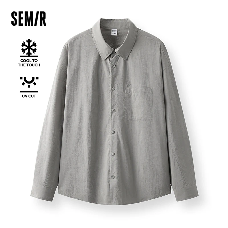 Semir Long Sleeve Shirt Men Lightweight Shirt Cool Feeling Sun Protection Top 2025 New Summer Loose Wrinkle Texture