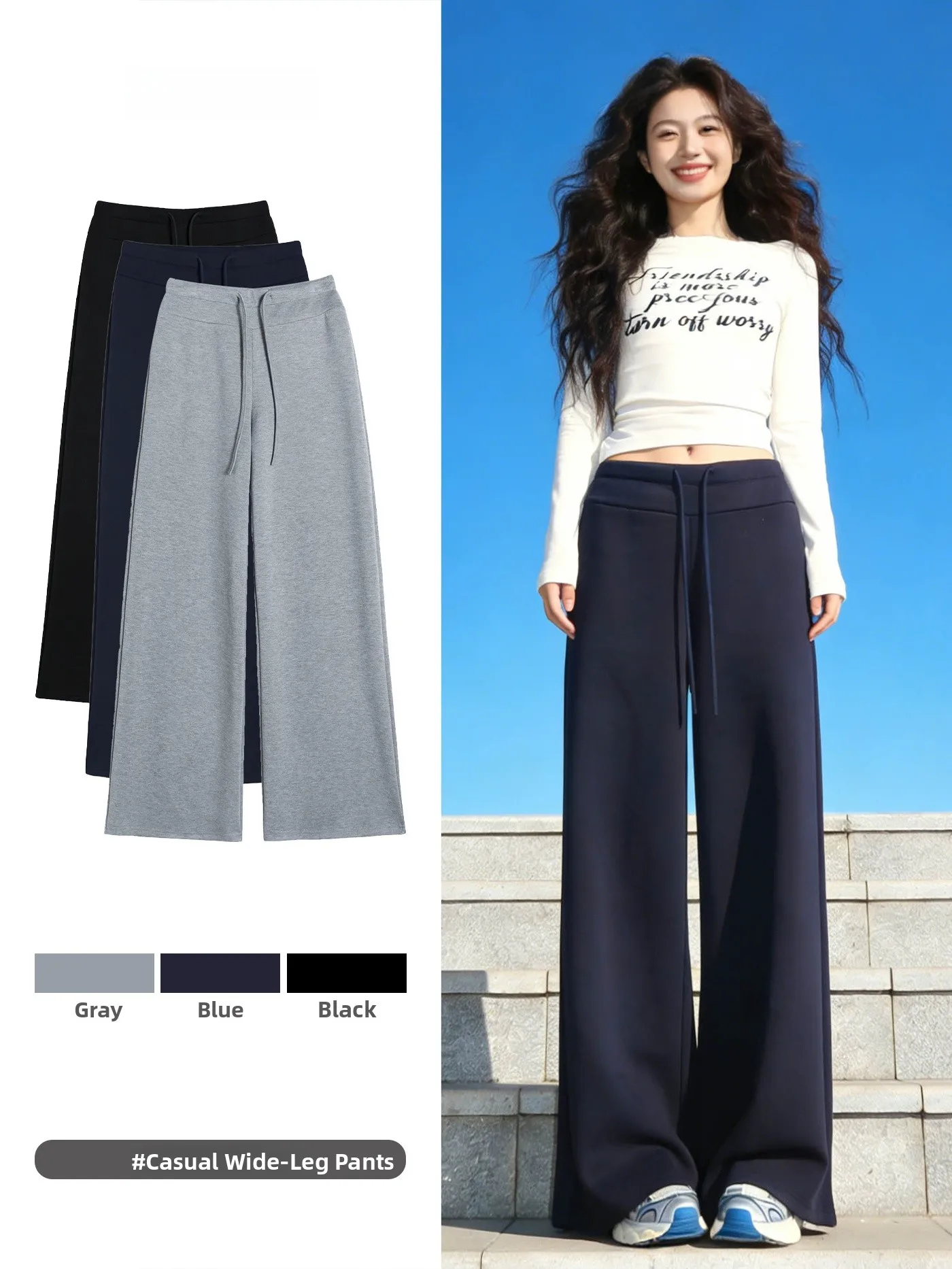 

ey High Waist Wide Leg Yoga Sports Pants Women's Casual Straight Cut Trousers Comfortable Fit Spring Autumn Seasonal Wear