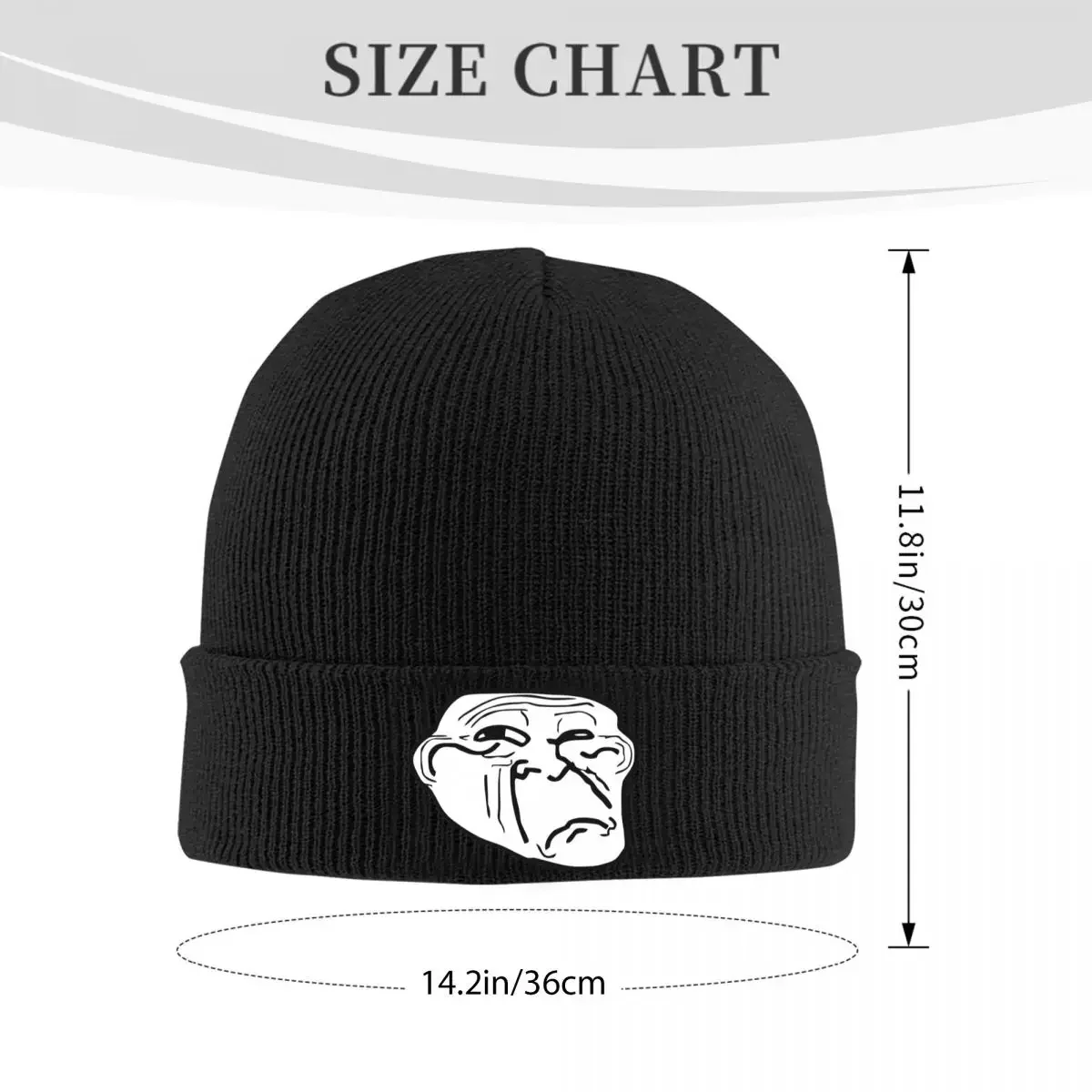 Troll Face Beanie Hats Cute Caps Men Women Unisex Outdoor Sport Skullies Beanies Spring Printed Elastic Beanie Hat