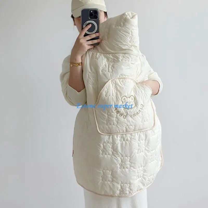 090B Multi Purpose Infant Cloak Blanket Strollers Cover Thicked Hooded Waist Stool Blanket Cartoon Parents Winter Essential