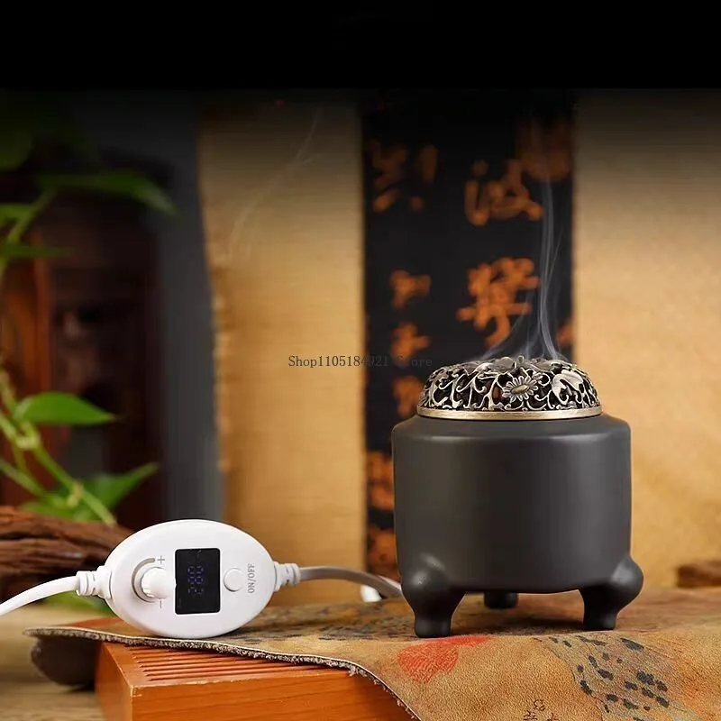 

Керамическая электрическая курильница в форме лотоса для дома и офиса, для сжигания благовоний, медитации, очищения воздуха, ароматерапии