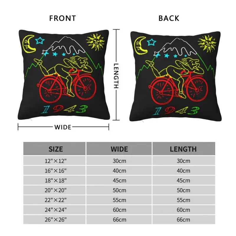 Fundas de cojín personalizadas para el día de la bicicleta, fundas de almohada suaves de 45x45cm, Albert Hofmann LSD, fundas de almohada cuadradas para sofá, 1943