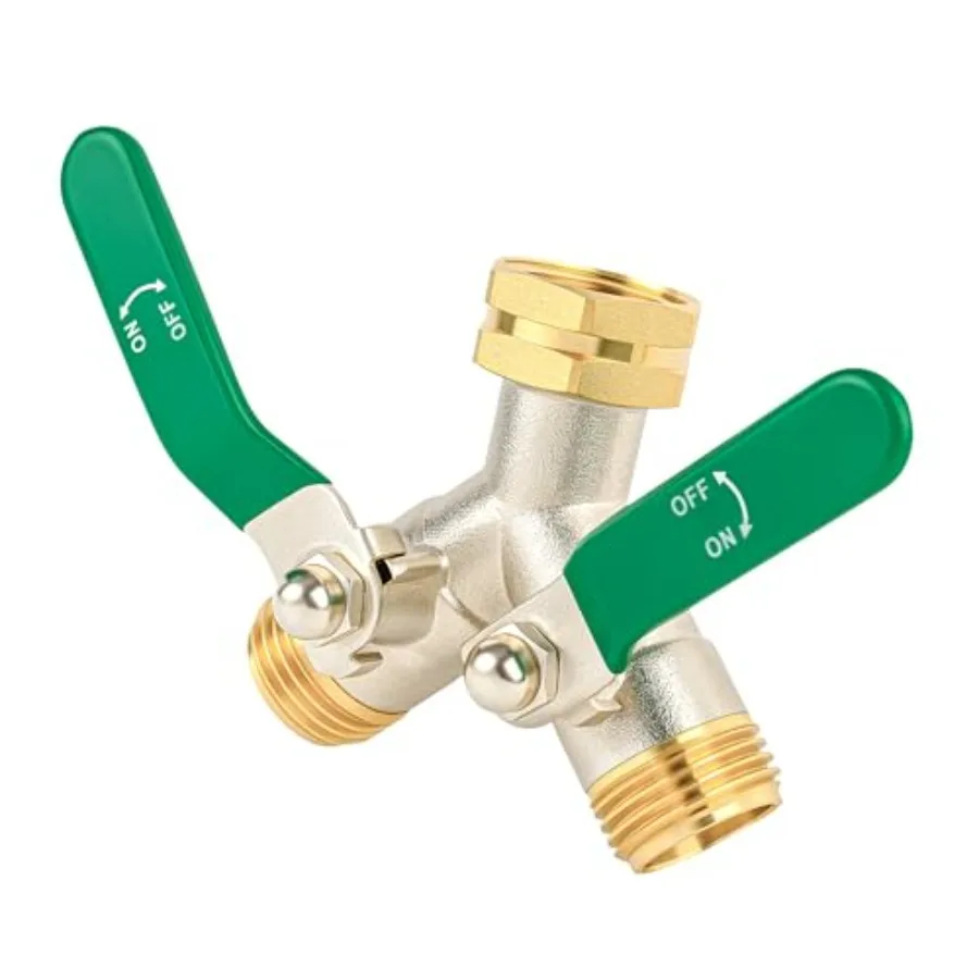

2 Way Y Garden Hose Splitter, 3/4" GHT Thread Hose Connector, High Flow Outdoor Faucet Splitter for RV Yard Garden Watering