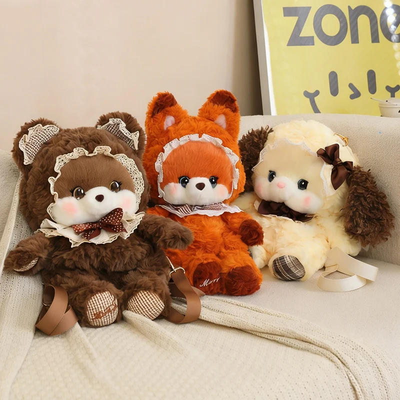 Konijn Vos Hond Beer Knuffeldier Tas Meisje Cadeau Kerst Verjaardagscadeau Schattige Prinses Pluche Rugzak Tas Pop Cartoon Dierenspeelgoed