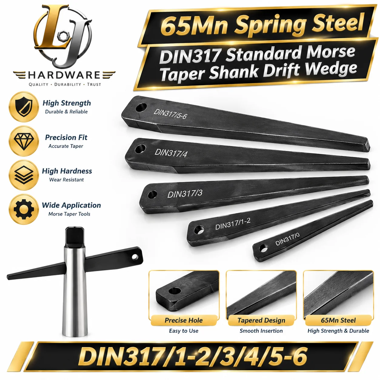 DIN317 Morse Taper Drift Key High Strength 0/1-2/3/4/5-6 MT3 Taper Shank Drill Bits Drill Chuck Sleeve Removal Tool Metalworking