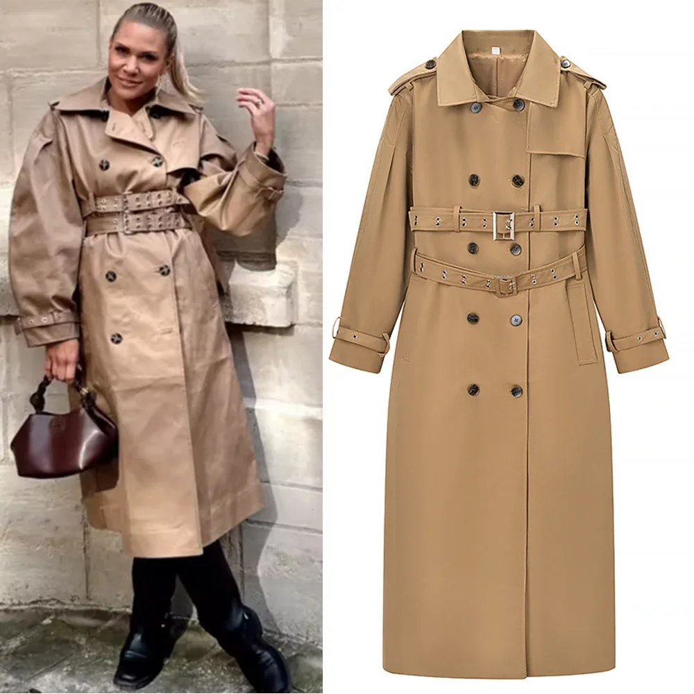 

Классическая уличная одежда, женские ветровки, повседневные длинные плащи, женские однотонные двубортные куртки с длинными рукавами и поясом с лацканами