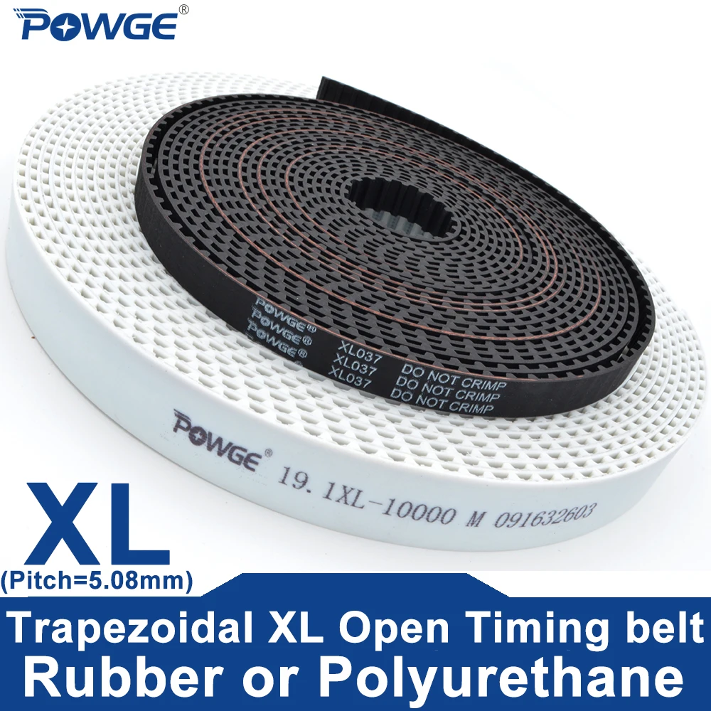 POWGE Trapezoidal Inch XL Open Timing belt Width 6-40mm Rubber Neoprene fiberglass PU Polyurethane Steel core XL Belt pulley
