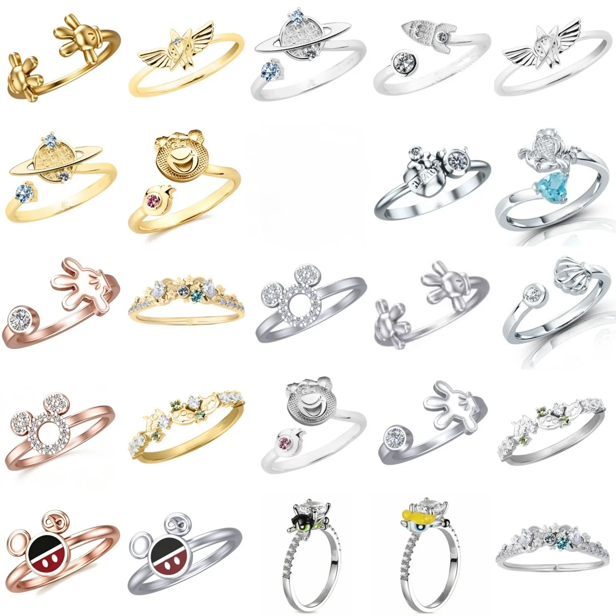 

Fashionable 925 silver charming bear mouse glove rocket ring women's original wedding crystal luxury accessory S925 logo