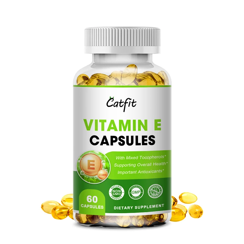 Catfit Vitamin E Capsule Diet Supplement Hair Nail Skin Eyes Immune Digestive Reproductive System Beauty Health Diet Supplement