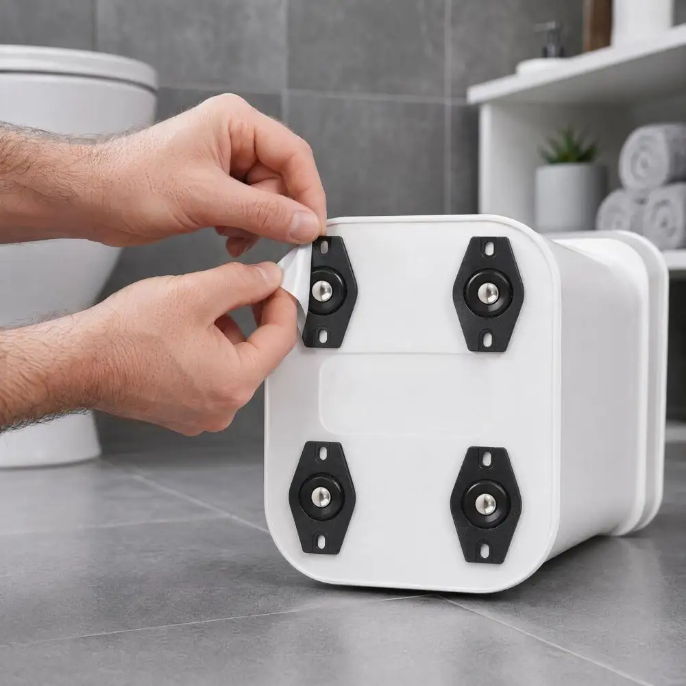 360 Swivel Self Adhesive Caster Wheels 4Pcs Sticky Appliance Rollers for Kitchen Trash Can Storage Box Small Furniture Supplies