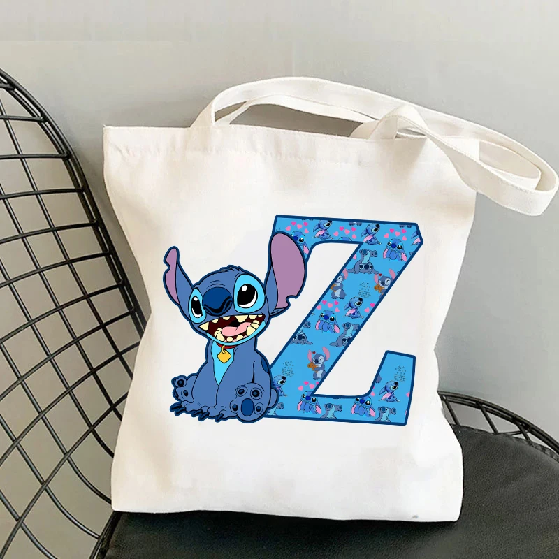 New Stitch Disney Canvas Bags Crossbody Bags for Women Cute Cartoon Letter Printed Shoulder Bags Shopping Bag Birthday Gifts