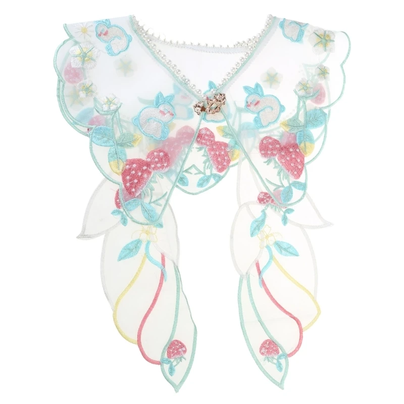 S1Y1 – faux col en dentelle pour enfants femmes, couvre-épaules, traditionnel chinois Hanfu Yunjian, collier décoratif clouté