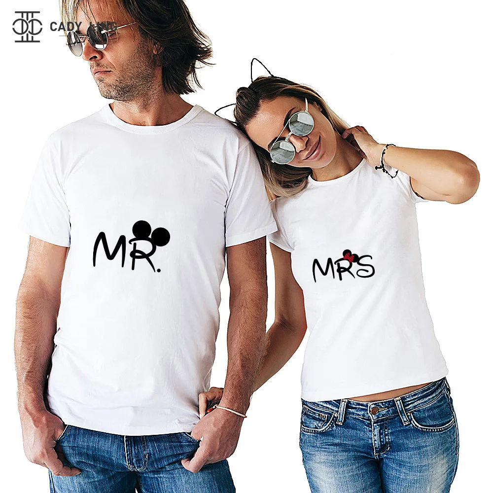 2024 Couple T-shirt Summer Couple LOVE Printed Clothes Couple Tshirt Christmas Casual Cotton Short Sleeve Tees MR orMRS