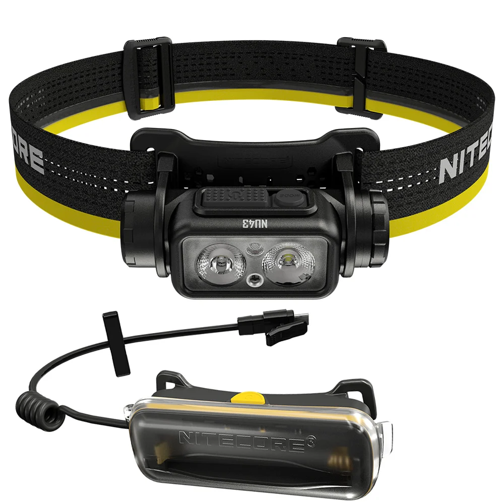 2024 Nitecore NU43 USB Rechargeable Headlamp 1400LM Build-in 3400mAh Battery 18650 Extension Battery Case Outdoor Camping Search