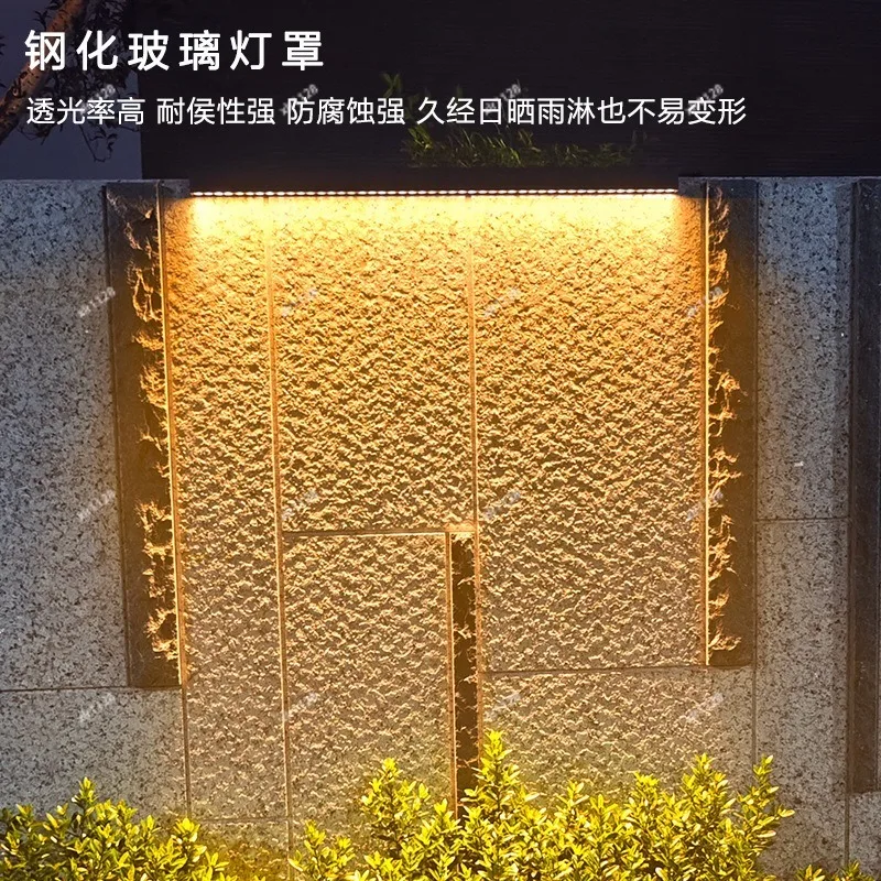 Solar LED Wall Washer Light Linear Glass Lamp Outdoor Fence Landscape Lighting Exterior Decor Light