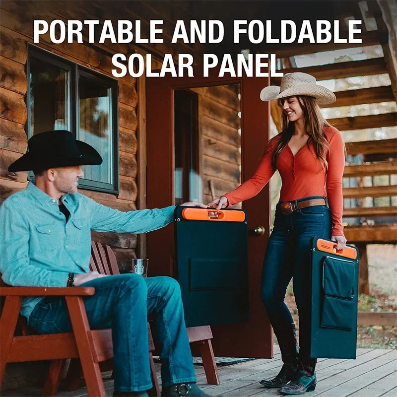 100W Portable Solar Panel for Explorer Power Station, Foldable US Solar Cell Solar Charger with USB Outputs for Phones