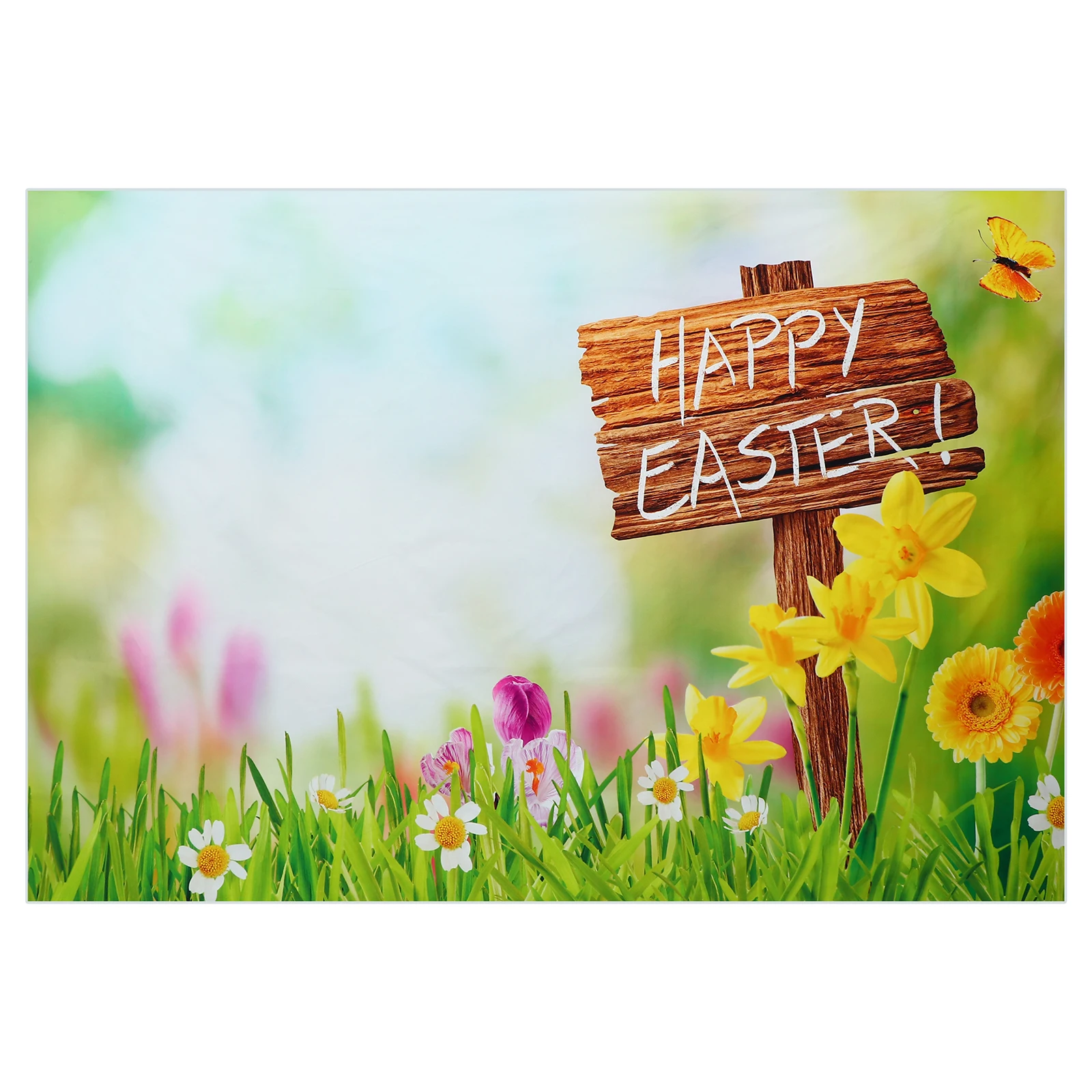 

Easter Flower Backdrop Photography Cloth Vinyl Wall Decor Grass Theme Photo Booth Tapestry Dessert Table Large Reusable
