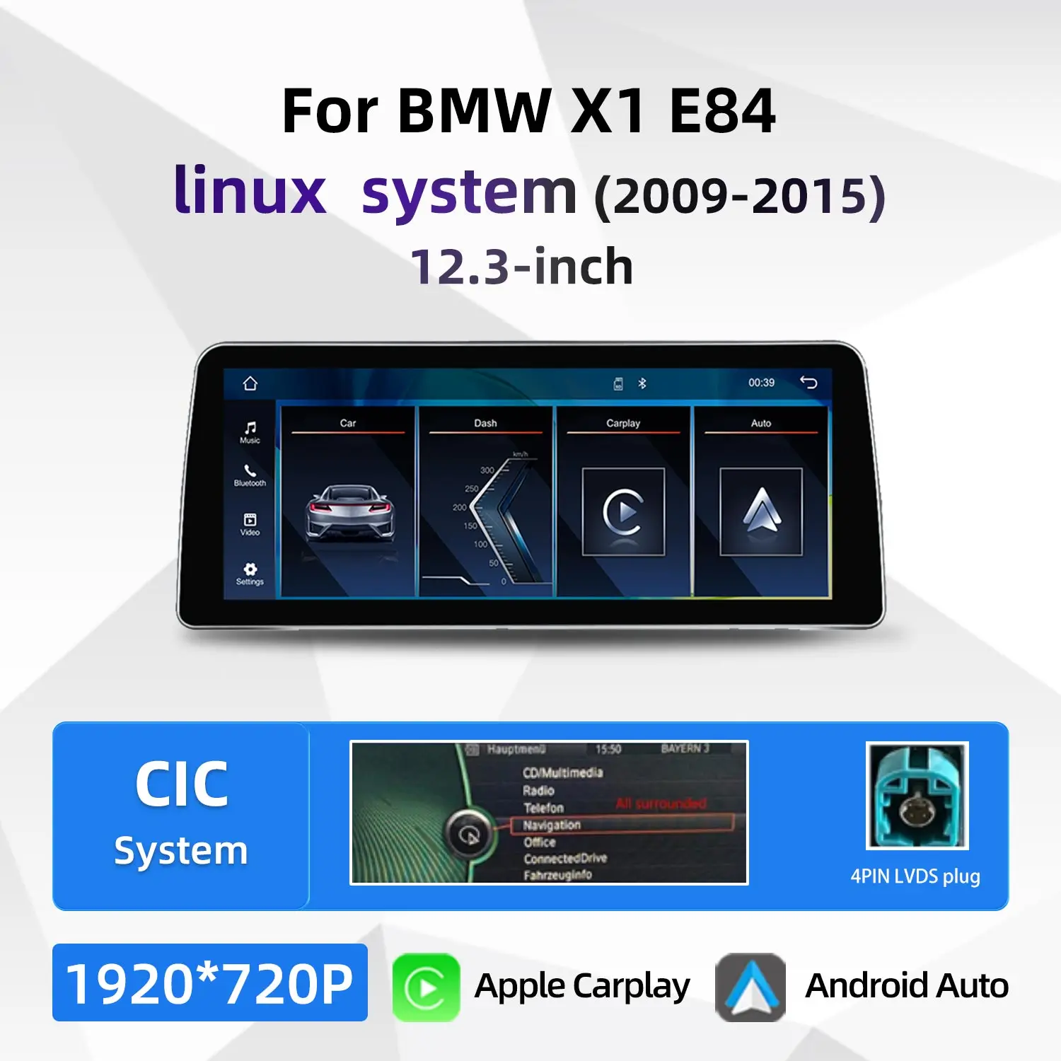 Upgrade HD Touch Screen CarPlay For BMW X1 E84 CIC Multimedia