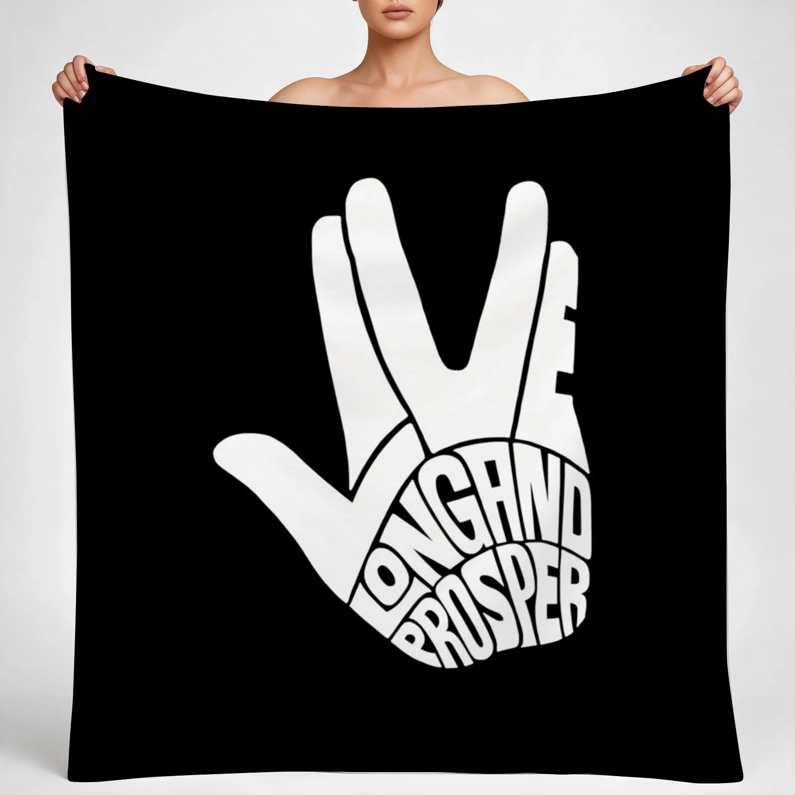 Star Trek Live Long and Prosper White Throw Blanket couch cozy soft plush fuzzy picnic outdoor blanket