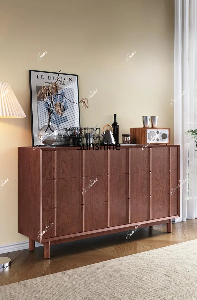 

Medieval style solid wood locker living room wall integrated locker