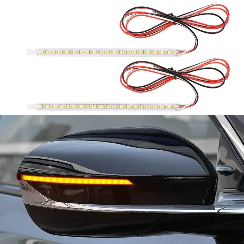 

2Pcs Car Rearview Mirror Indicator Lamp DRL Streamer Strip Flowing Turn Signal Lamp Auto Headlight Strip Car Lighting 12V