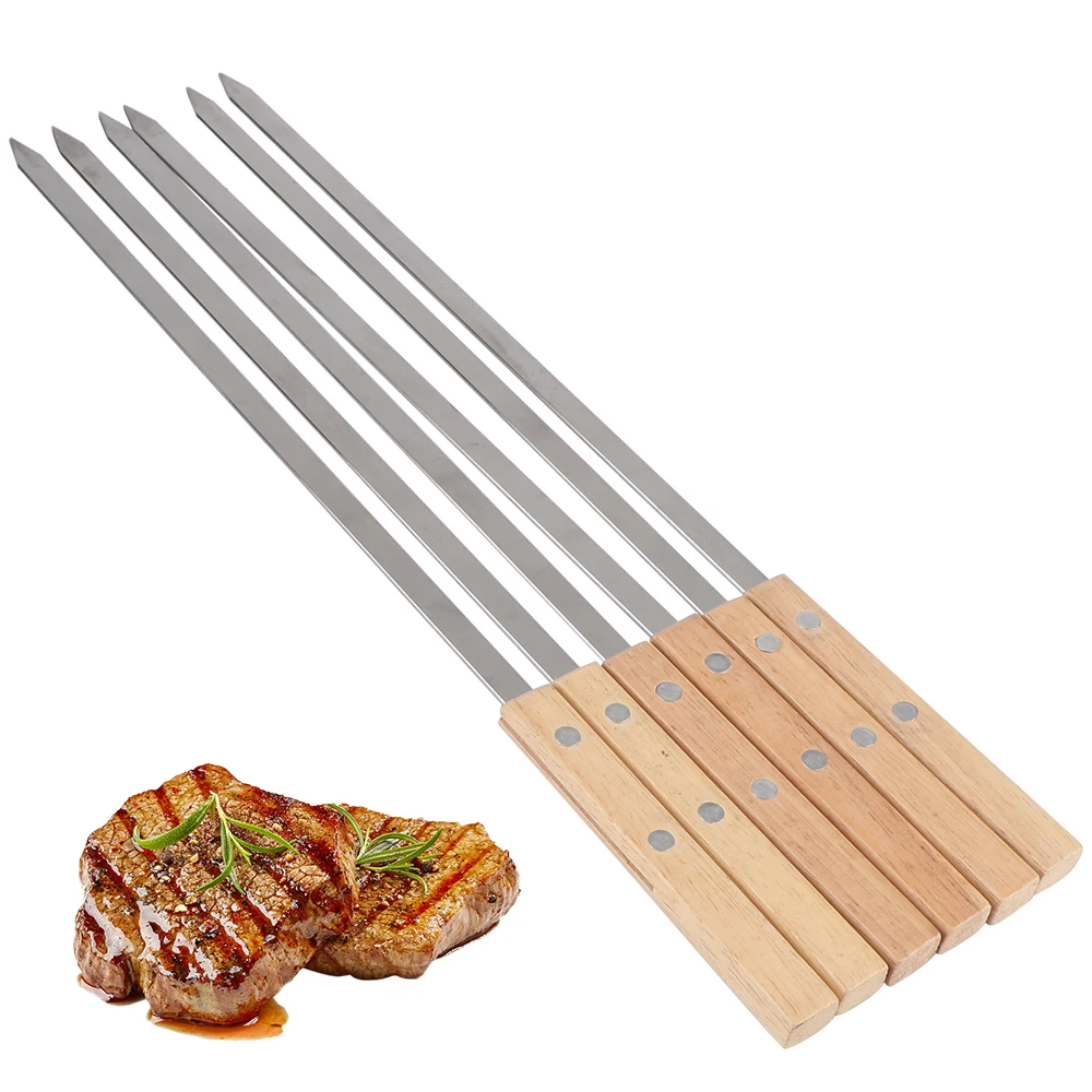 BBQ Skewers 6Pcs Outdoor BBQ Tools Professional Grilling BBQ Skewer 340 Stainless Steel BBQ Long Skewers