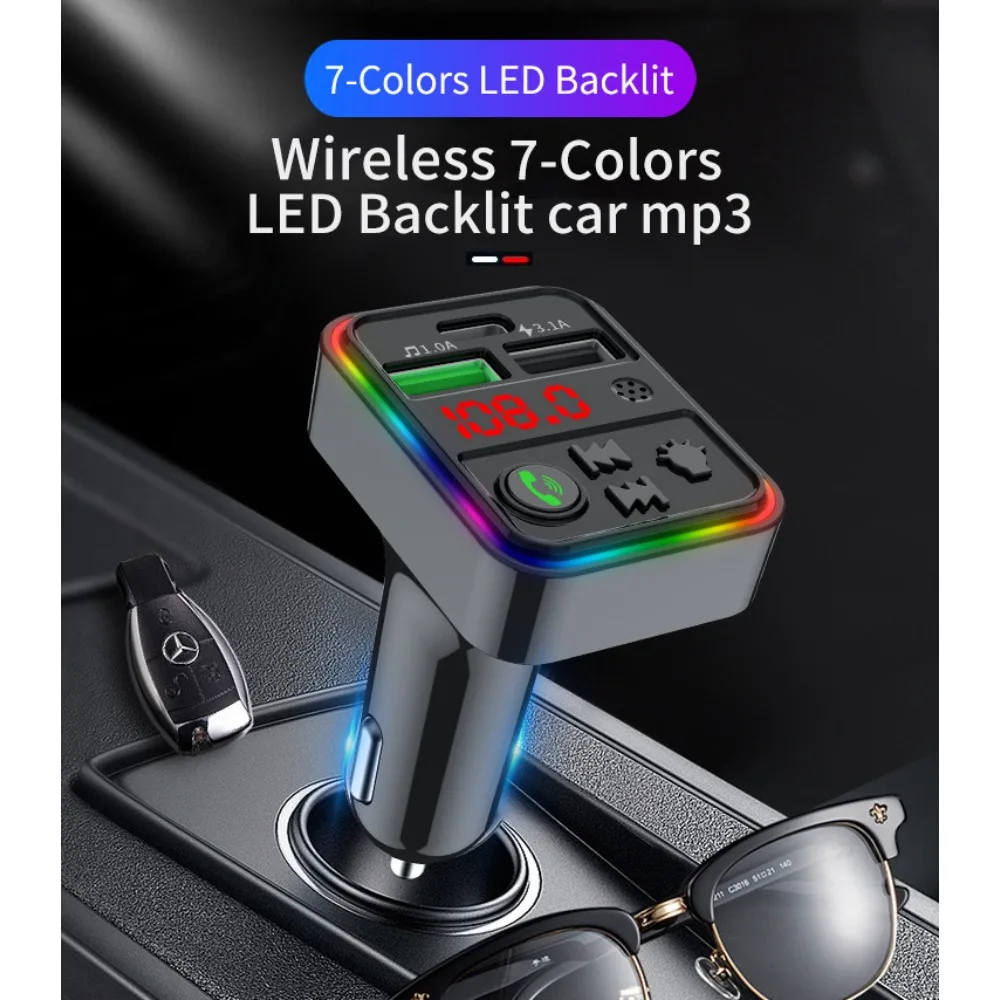F18 High Quality Bluetooth 5.0 Cigarette Lighter Socket Car Charger Adapter MP3 Player FM Transmitters Dual USB 12-24V QC3.0