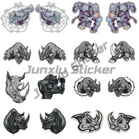 One Pair Left Right Angry Rhino Car Sticker Savage Rush Decal Rhino Furry Car Styling Vinyl Window Helmet Laptop Sticker