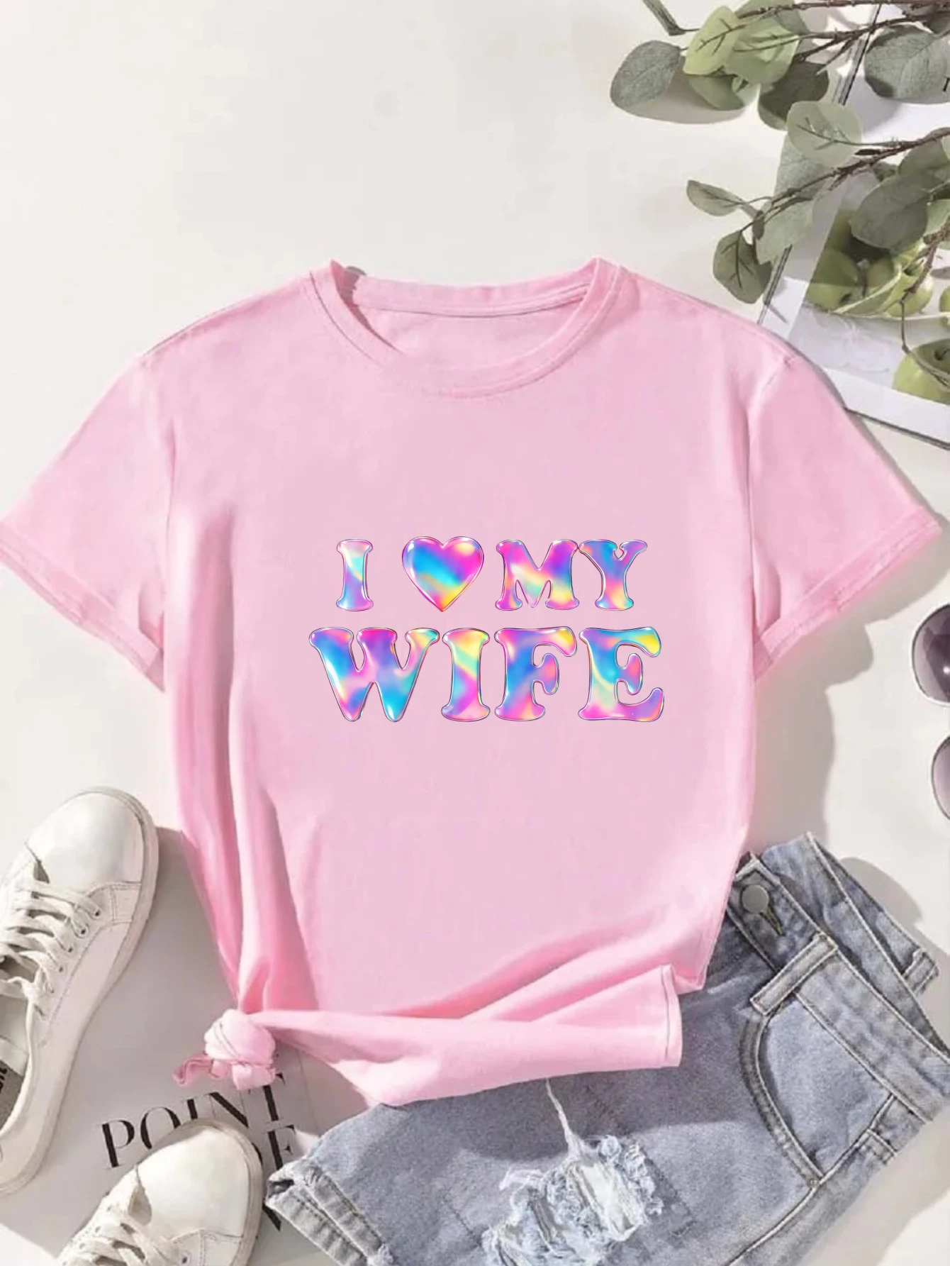 Women's Casual Black Cotton Short Sleeve T Shirt Don T Care Just Vibe Colorful Letter Print Summer Streetwear