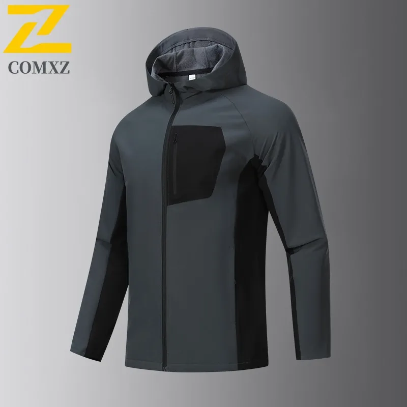 

COMXZ Новое осеннее мужское ветрозащитное пальто для отдыха на открытом воздухе, путешествий, модный топ для фитнеса, легкая одежда для бега с тонким капюшоном