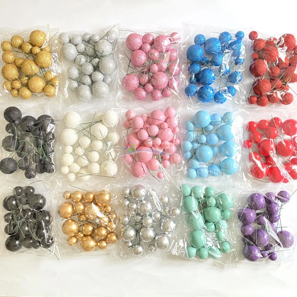 

20PCS Celebrate 2cm-4cm Spheres Cake Topper Mixed Cake Decoration Artificial Balls DIY Glitter Balls Set Baby Shower