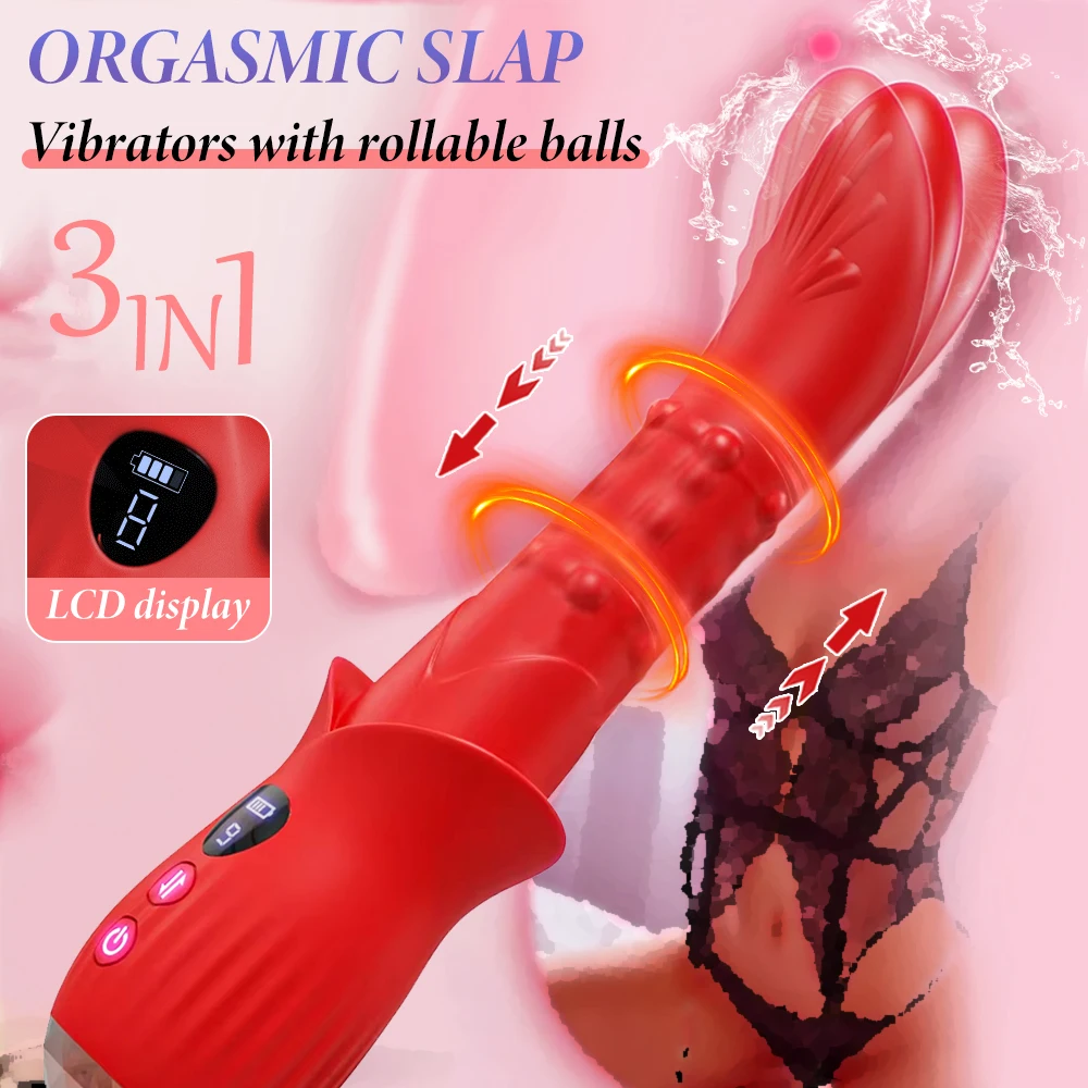 3-in-1 Wiggle Thrusting Vibrator Sex Toys for Women Rolling Bead Vibrators Clitoris Vagina Deeper Stimulator Female Masturbation