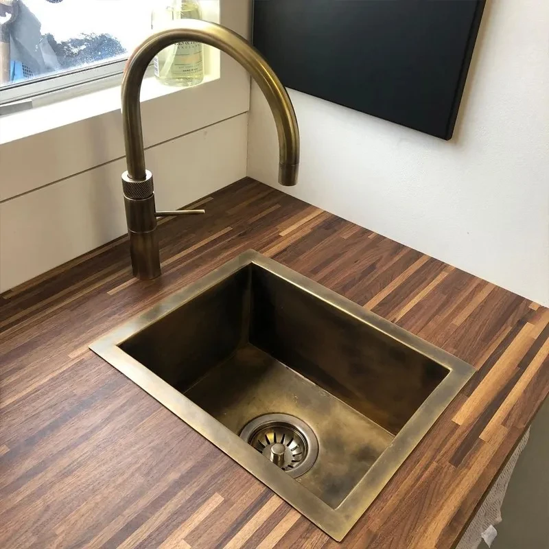 Customized Washbasin Kitchen Sink Large Single Slot Rose Gold Countertop Accessories No Faucet YX480TB