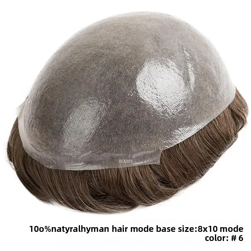 شعري طبيعي للرجال الشعر المستعار 0.04-0.06 مللي متر قاعدة الجلد الرقيق 6 "شعر مستعار بشري ريمي شعر مستعار الذكور الشعرية الاصطناعية