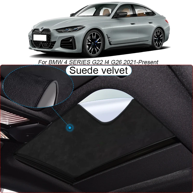 Car Suede Fabric Electrostatic Adsorption Sunroof Sunshade Heat Insulation Skylight For BMW 4 Series G22 I4 G26 2021-Present