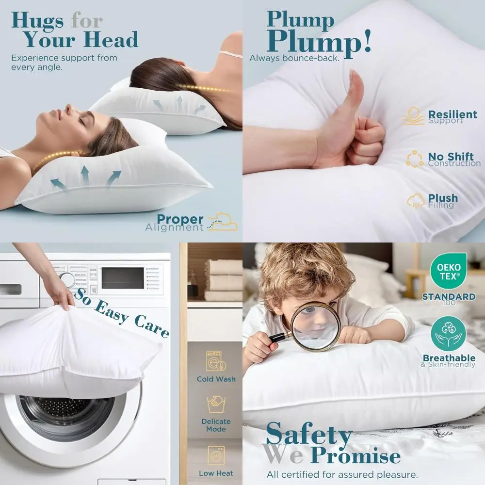 

King Size Pillow Set of 2, Ultra Soft, Ideal for Stomach, Back, and Side Sleepers