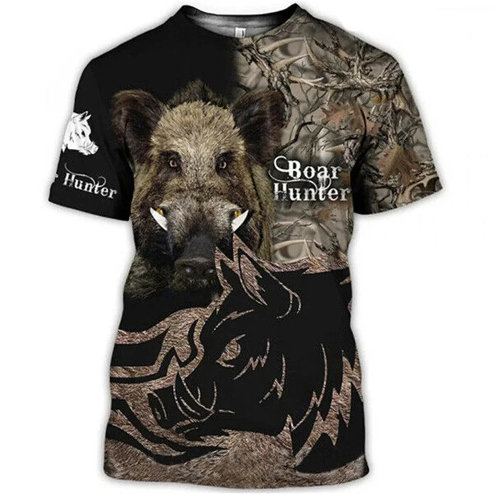 2024 New Men's Women's Summer 3D T-shirt Wild Boar Hunting Print Harajuku Tee Shirts Casual Viking Short Sleeve Fashion Tops