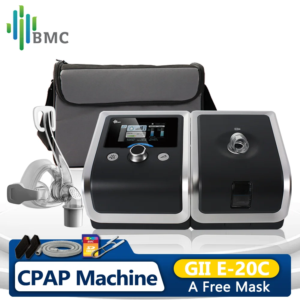 

BMC CPAP Машина E-20C с NM4 SML полный размер маска для носа лечение апноэ сна Анти Храп ХОБЛ вентилятор с 8 Гб карты памяти