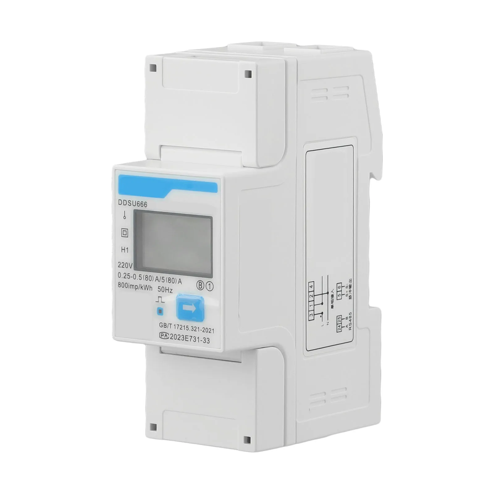 DDSU666 Plastic Electricity Meter Single Phase Rail DIN RS485 for Smart Energy Power For DIN Rails Within Distribution Boxes