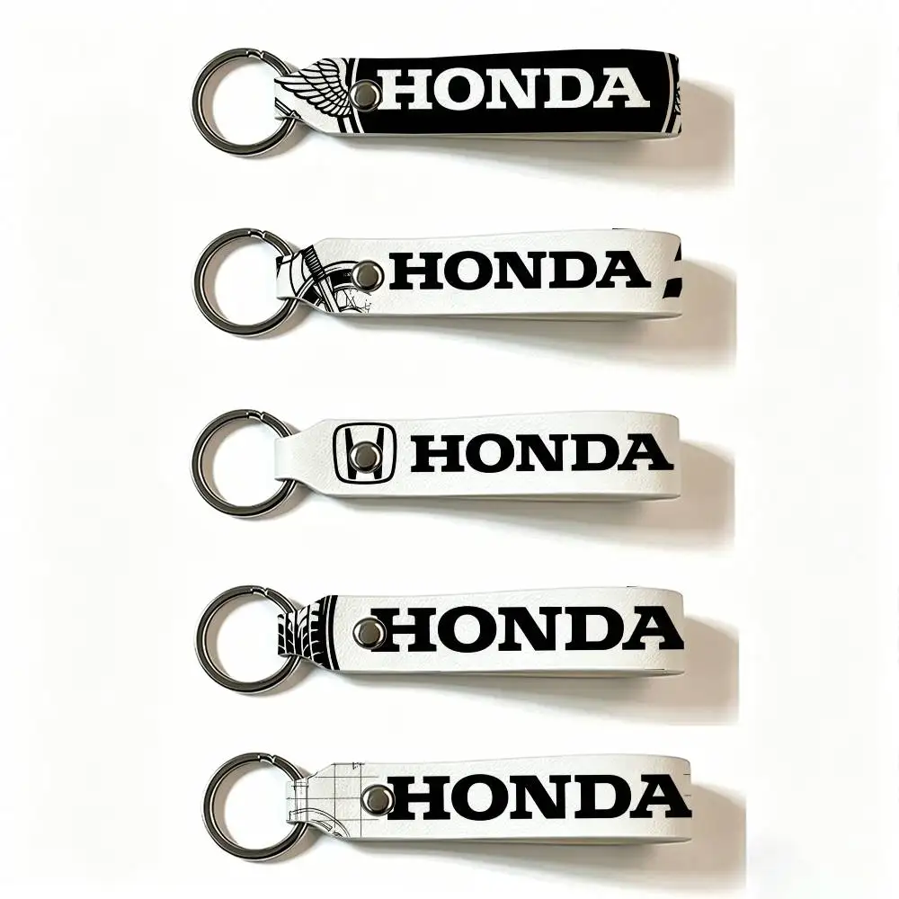 

FOR HONDA RACING RIDE PU Leather Keychain Minimalist Key Holder Durable Key Organizer Car Keys Bag Accessories Gift