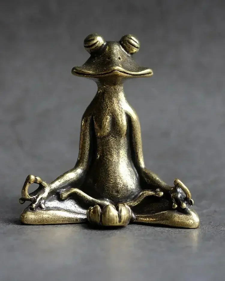 Retro Copperware Incense Socket Zen Frog Ornaments Solid Pure Copper Frog Tea Pet Incense Holder Ornaments