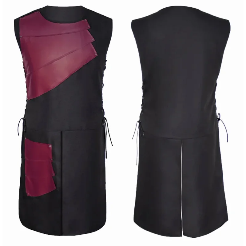 Mittelalter liche Cosplay Kostüme Mode Männer Weste Tops Thema Party Bogenschütze Leder Rüstung Retro Renaissance Bandage ärmellose Patchwork