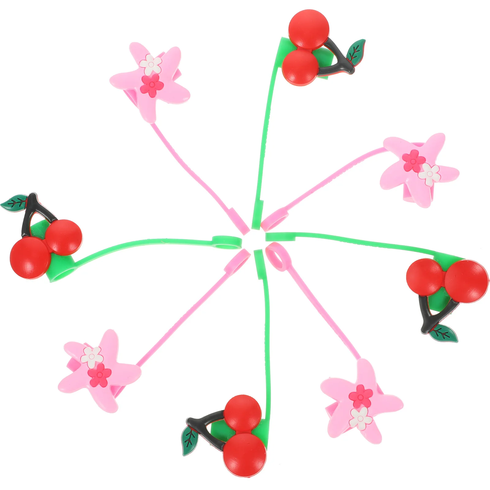 

8 Pcs Straw Covers Reusable Lids Dustproof Kitchen Accessories Plastic Tips Toppers Safe Hygienic Washable Cartoon Style